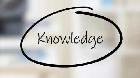 Hand drawing a circle around the word knowledge on glass Stock Footage 334572571