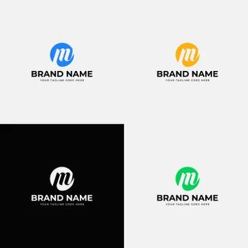 Hand Drawing Circle Creative Modern Minimal Abstract Initial letter M logo de Stock Illustration