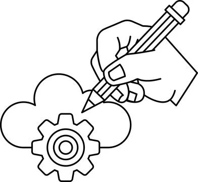 A hand is drawing a cloud with a pencil Stock Illustration