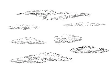 Hand drawing clouds set vector illustration Stock Illustration