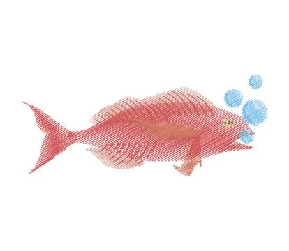 Hand drawing cod fish sealife food ocean bubbles Stock Illustration