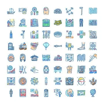 Hand drawing collection of diverse colored scribble icons Stock Illustration