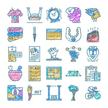 Hand drawing collection of diverse doodle symbols 스톡 일러스트