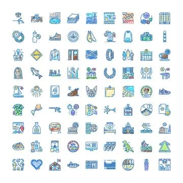 Hand drawing colored icons set for various concepts Ilustración de archivo