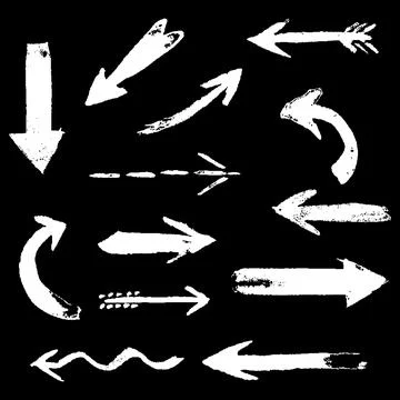 Hand drawing comic white color chalk arrow set. Hand painting design elements. 스톡 일러스트