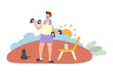 Hand drawing the concept of a exercise outdoors Stock Illustration