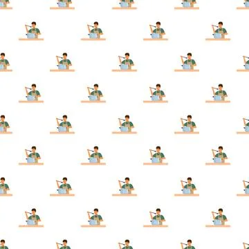 Hand drawing cooking boy seamless pattern wallpaper 스톡 일러스트