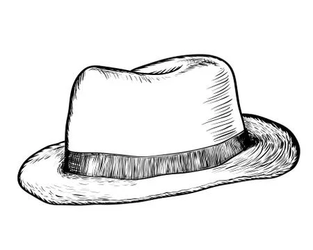 Hand drawing of Cowboy Hat -Vector Drawn Illustration Stock Illustration