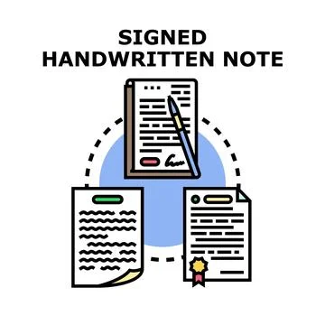 Hand drawing creating signed document note agreement Illustrazione stock