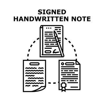 Hand drawing creating signed document note agreement Illustrazione stock