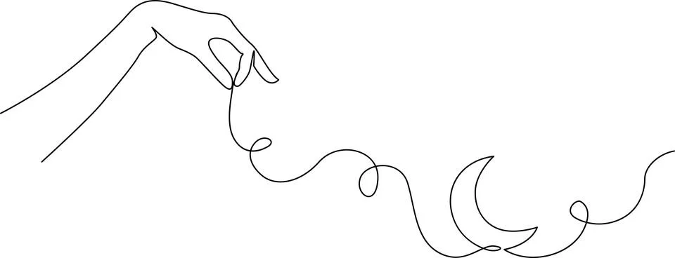 Hand drawing a crescent moon Vector Stock Illustration