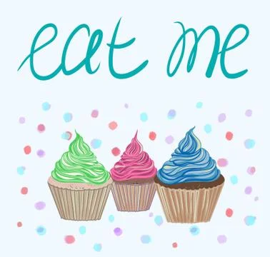 Hand drawing cupcake with text Stock Illustration
