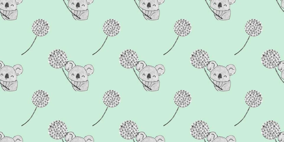 Hand drawing cute seamless pattern childrens with teddy bear Stock Illustration