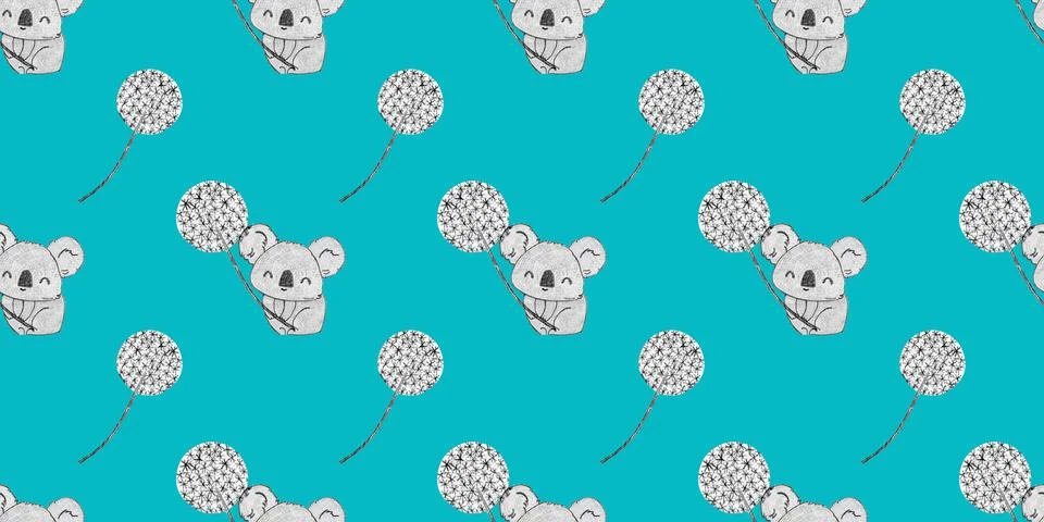 Hand drawing cute seamless pattern childrens with teddy bear Stock Illustration