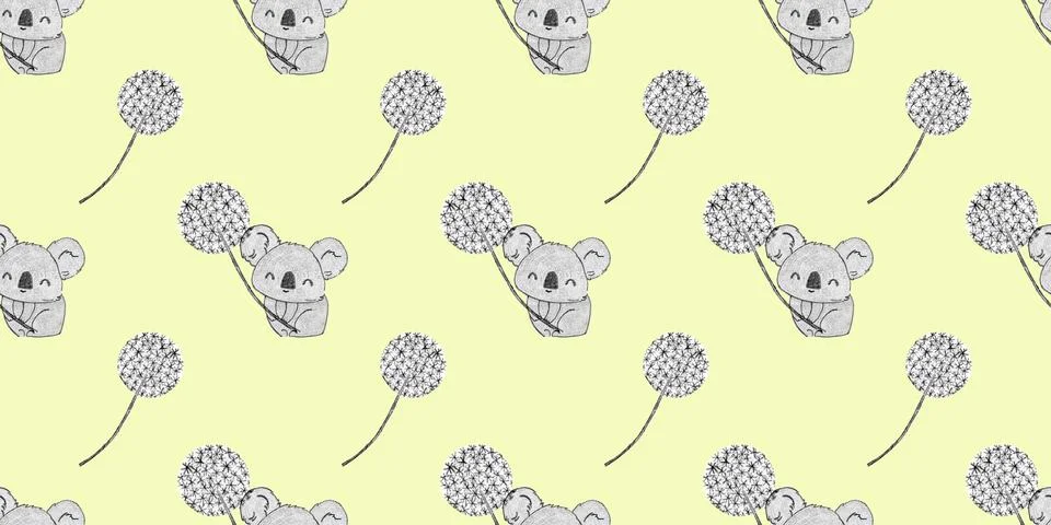 Hand drawing cute seamless pattern childrens with teddy bear Stock Illustration