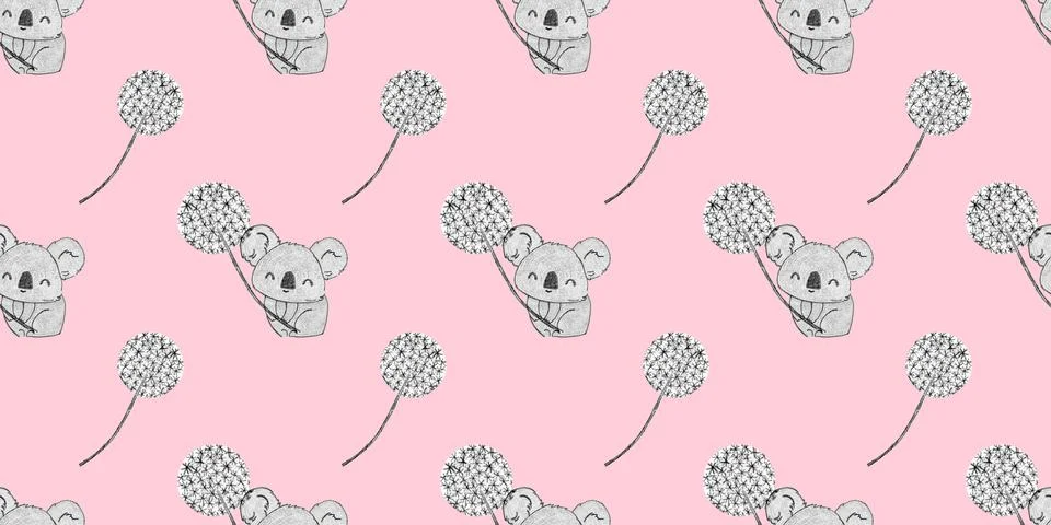 Hand drawing cute seamless pattern childrens with teddy bear Stock Illustration