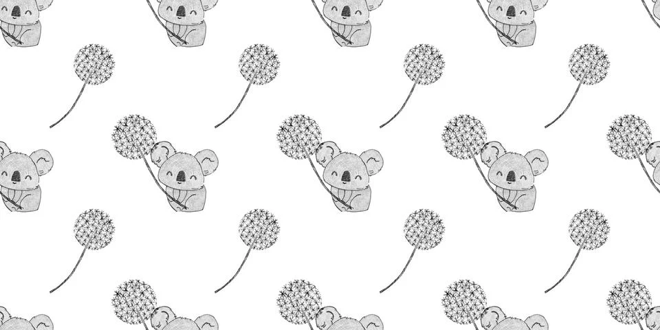 Hand drawing cute seamless pattern childrens with teddy bear Stock Illustration