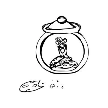 Hand drawing cute winter mouse. New Year and Merry Christmas concept. Stock Illustration