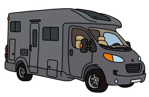 The hand drawing of a dark caravan Stock Illustration