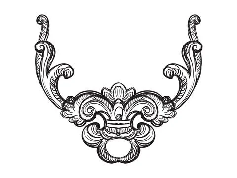 Hand drawing design element in baroque style vector Stock Illustration