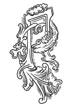Hand drawing design element with capital letter vector illustration 스톡 일러스트
