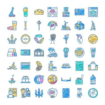 Hand drawing diverse concepts and objects collection イラスト素材