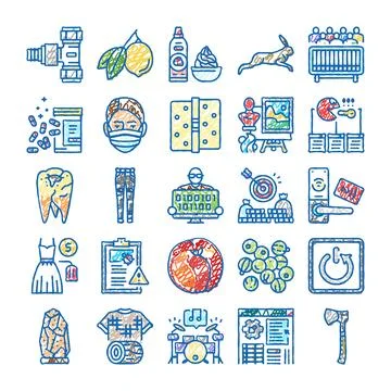 Hand drawing diverse concepts and objects collection Illustrazione stock