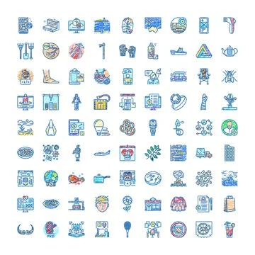 Hand drawing diverse concepts and outline symbols grid Stock Illustration