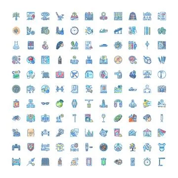 Hand drawing diverse concepts and activities icon set Stock Illustration