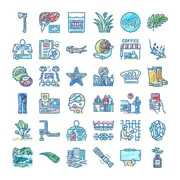 Hand drawing diverse concepts and objects collection Ilustración de archivo