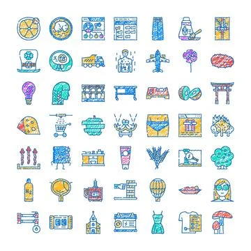 Hand drawing diverse concepts doodle icons collection Stock Illustration