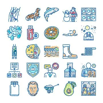 Hand drawing diverse doodle style icons collection Stockillustratie