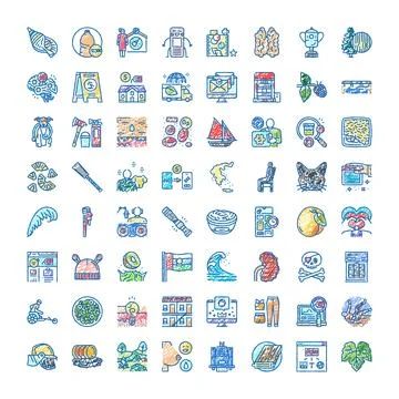 Hand drawing diverse icon set with sketch style Stock Illustration