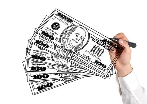 Hand drawing dollars 스톡 일러스트