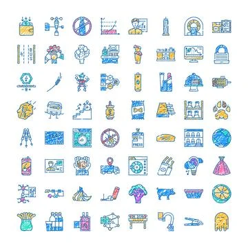 Hand drawing doodle business technology science icons set Stock Illustration