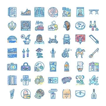 Hand drawing doodle icon collection covering vast themes Stock Illustration