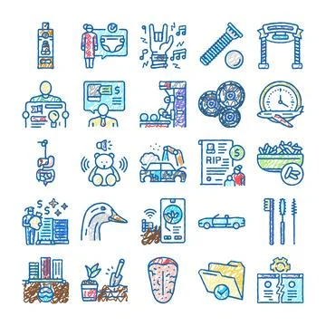Hand drawing doodle icon elements collection Stock Illustration