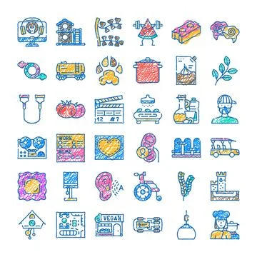 Hand drawing doodle icon set for lifestyle and concepts Ilustración de archivo