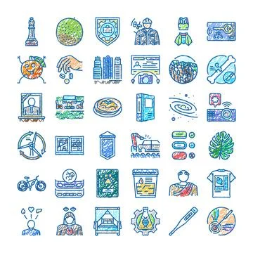 Hand drawing doodle icon set vector collection Stock Illustration