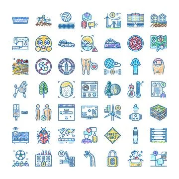 Hand drawing doodle icon set vector collection Stock Illustration