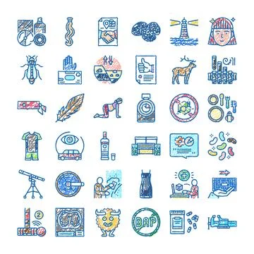 Hand drawing doodle icon set vector symbols Stock Illustration