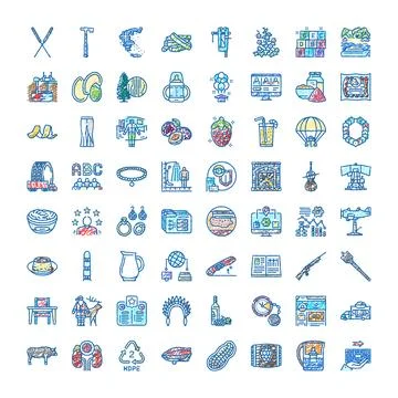 Hand drawing doodle icon set vector illustration Stock Illustration