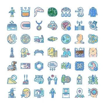 Hand drawing doodle icons collection illustrating various concepts Stock Illustration