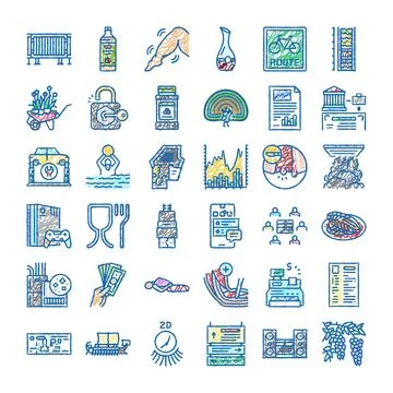 Hand drawing doodle icons vector collection Stock Illustration