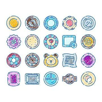 Hand drawing doodle kitchenware and decorative items collection Illustrazione stock