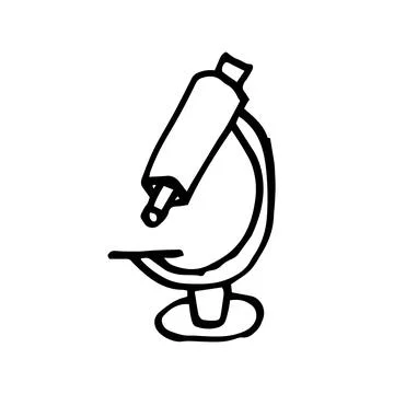 Hand drawing, doodle - microscope, design element on a school theme Stock Illustration