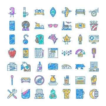 Hand drawing doodle set icons collection concept 스톡 일러스트