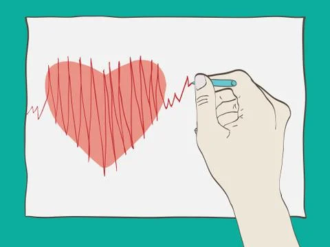 Hand drawing ECG Stock Illustration
