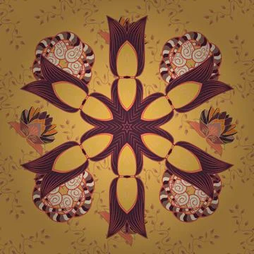 Hand drawing with elegant element on a brown, pink and yellow colors. Vector ill Иллюстрация