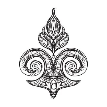 Hand drawing element in baroque style vector isolated illustration Stock Illustration